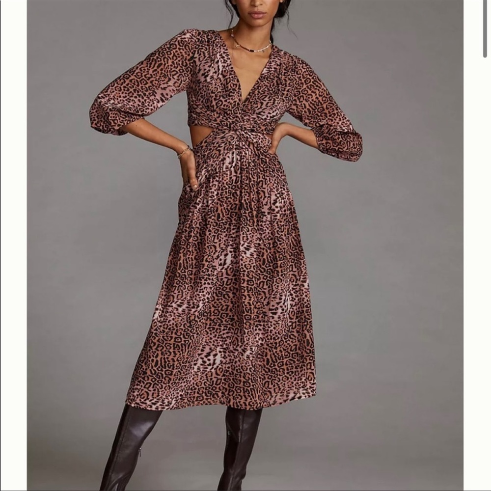 ANTHROPOLOGIE RANNA GILL ANIMAL PRINT DRESS.